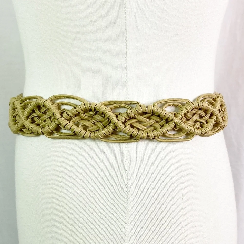 Vintage Boho Macrame Faux Leather Belt Fringe Ties